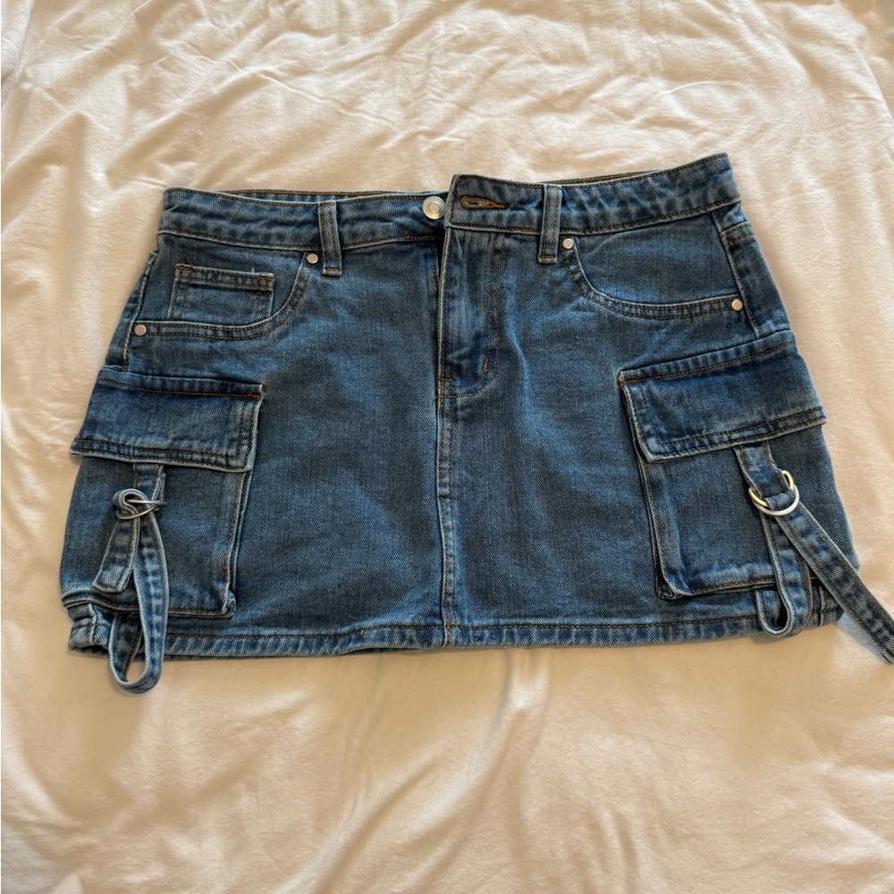 Fashion Nova Blue Denim Mini Skirt